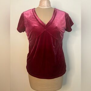 STYLUS Women's Short Sleeve Velvet Tee - Deep Red